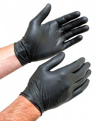 Мочалки, скребки, щётки для экстерьера Перчатки черные нитриловые усиленные для внешних работ , фото