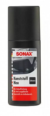 Для наружного пластика и резины Фарба для пластику із аплікатором SONAX Plastic New Black 100 мл, фото 1, цена