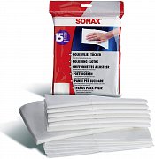 Протирочные материалы, микрофибры Экстрамягкие салфетки для локальных работ 15 шт SONAX Polishing Cloths, фото