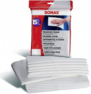 Протирочные материалы, микрофибры Экстрамягкие салфетки для локальных работ 15 шт SONAX Polishing Cloths, фото 1, цена